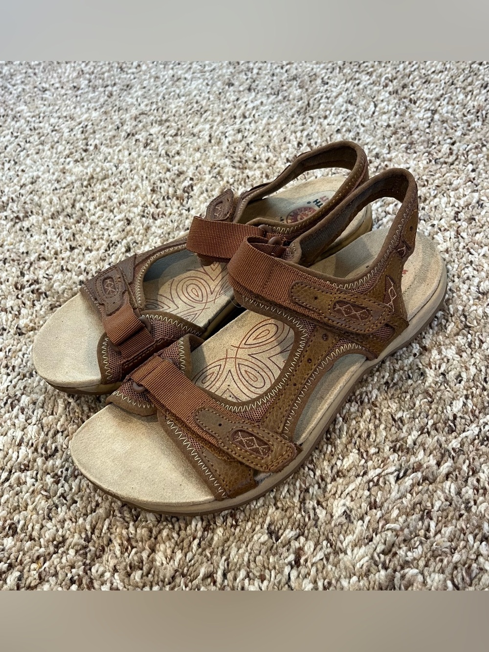 Earth Spirit Sandals Womens 8 Frisco Brown Strappy Leather Hiking Casual Open